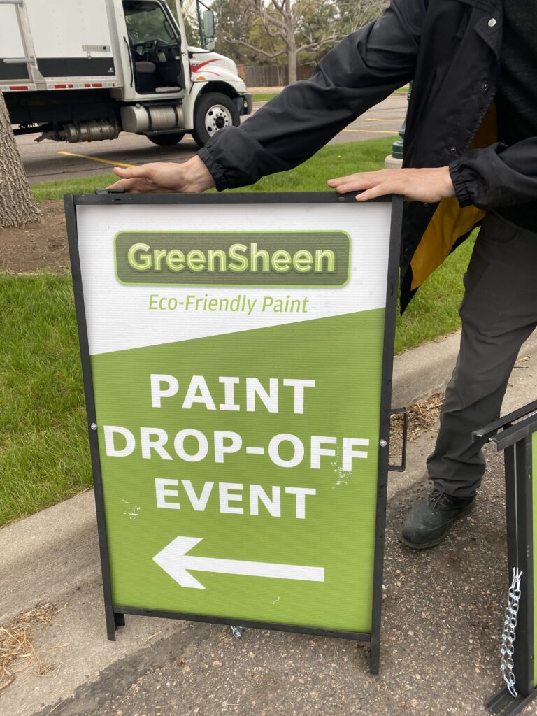 Paint Drop Off Event sign.
