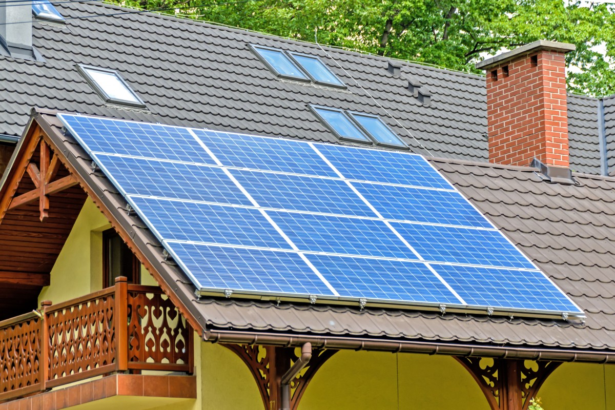 Solar panels on a home's roof.